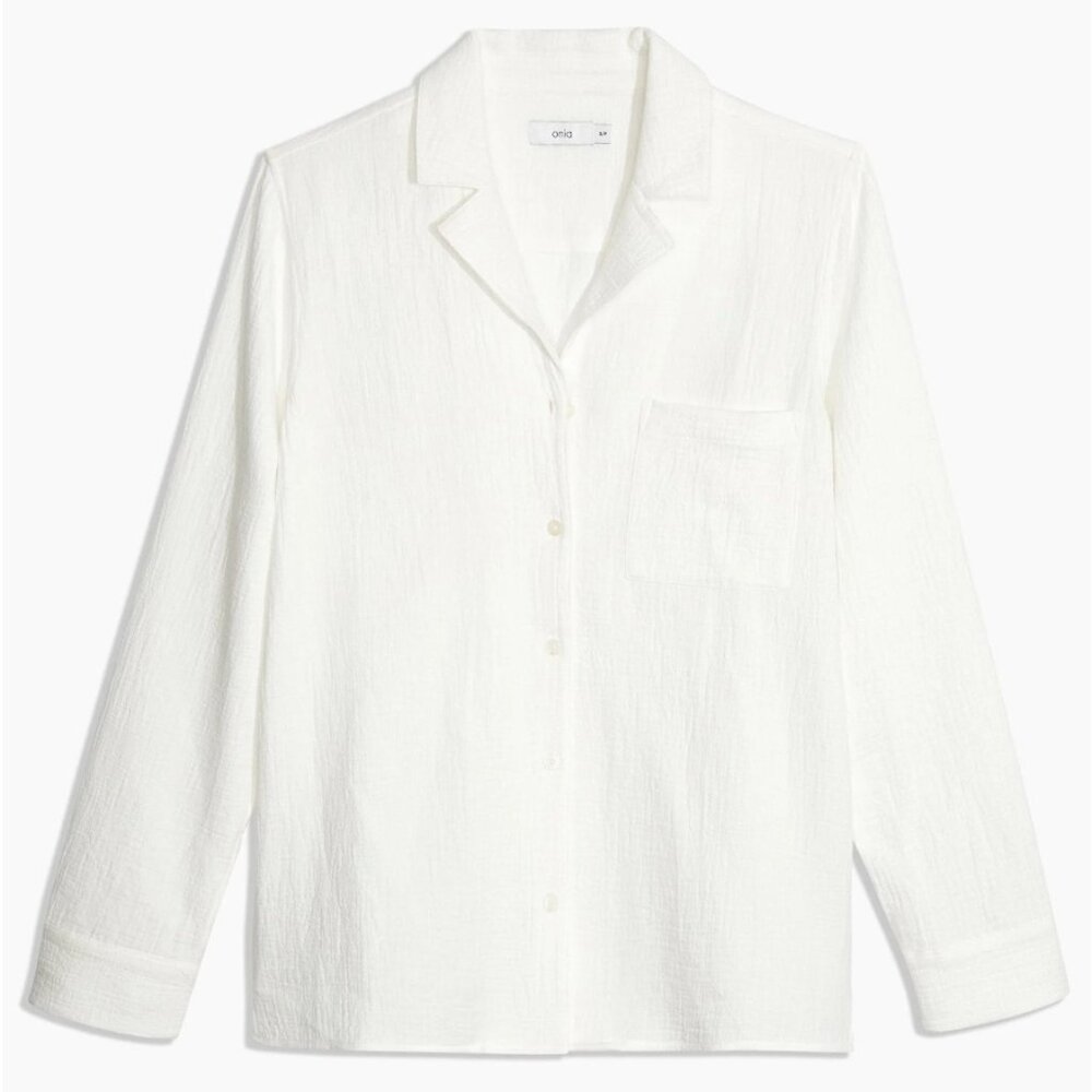 Onia Camp Collar Gauze Shirt in White Size Medium NWT